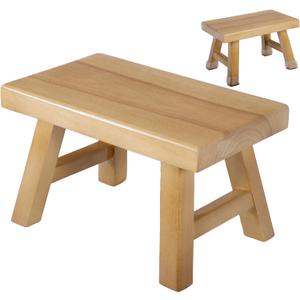 Wooden Step Stool for Adults 11.8" L x 7" W x 6.9" H Handcrafted Solid Wood Stool with Chamfered Edges, Multi-Usage Stool, Wood Step Stool with Anti-Slip Caps - Durable and Sturdy Yellow Sandalwood