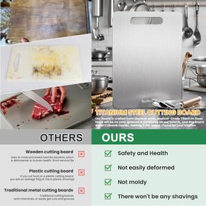 2 Pack Titanium Cutting Board - 100% m Cutting Boards For Kitche,Easy to clean, Double-sided food-grade Cutting Board For Cutting Meats, Fruits And Vegetables,13 * 9