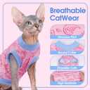 Large Sphynx Hairless Cat Clothes with Dinosaur Print, Pullover Kitten T-Shirts Vest, Sleeveless Bodysuit Cat Pajamas Jumpsuit, Breathable Daily Wear Clothes for Cats, Large