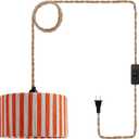 Rattan Pendant Light Plug in: Boho Hanging Lamp Plug in Boho Pendant Light Fixture for Living Room, Bedroom, Dining Room,Kitchen, E26 No Bulb