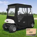 10L0L Golf Cart Deluxe Enclosure for EZGO TXT & RXV 2 Passenger, 4-Sided Clear PVC Window Rain Cover with Zipper Entry, Black
