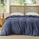 Bedsure Navy Blue Duvet Cover Queen Size Only - Prewashed Cotton-Like Polyester Extra Soft All Season Bedding, Includes 1 Duvet Cover 90x90 Inches with Zipper Closure, (No Comforter)
