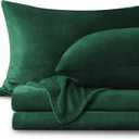 BEDELITE Flannel Sheets Twin Size Dark Green - Super Soft Fleece Sheets Set Fluffy Extra Plush, 3 Piece(Include Fitted Sheet, Flat Sheet, 1 Pillowcase)