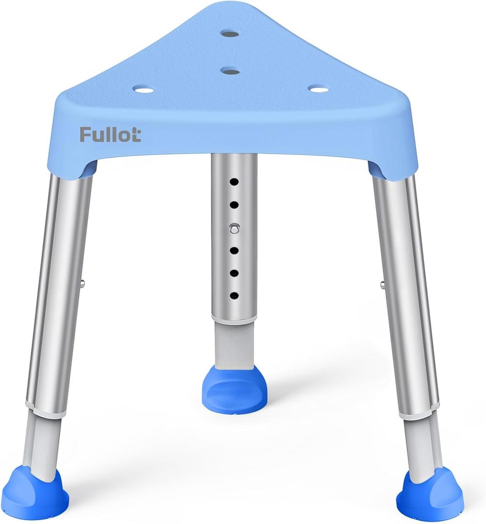 Space-Saving Triangular Shower Chair for Elderly and Disabled, FSA/HSA Eligible 400 lbs Adjustable Shower Stool Seat with Stable-Bracing, Non-Slip Bathtub Chair, Tool-Free Assembly