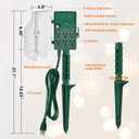 SURAIELEC Outdoor Power Stake Light Timer, Dusk to Dawn, 6 Electrical Outlet Power Strip Weatherproof, 6FT Extension Cord for Patio Lights, Sprinkler, Garden, Christmas Decorations, ETL Listed (Green)