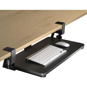 XINLEI Keyboard Tray Under Desk Large CClamp 25.6” (30” Including Clamps) x 11.8” SlideOut Platform Computer Drawer Pull Out Keyboard & Mouse Tray Black DSF4