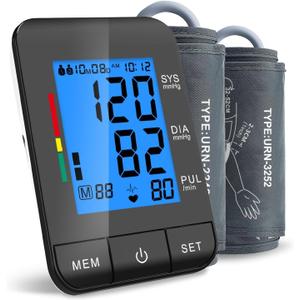 Accurate Digital BP Machine - Automatic Blood Pressure Monitor with XL Cuff (13-21") & M/L Cuff (9-17") for Big/Medium Arms, Large Backlit LCD Display, 360 Adjustable & Portable for Adults