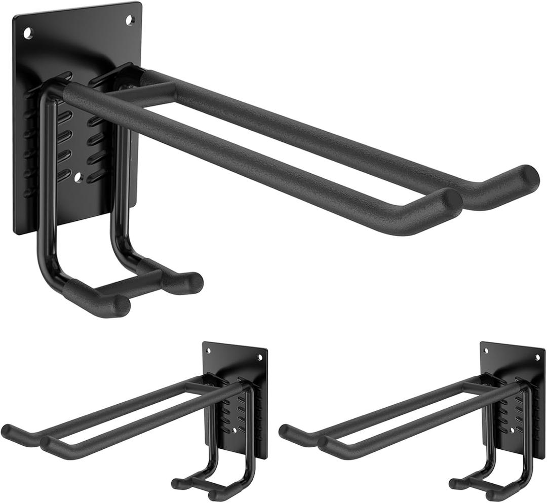 Tanzfrosch 2 Pack Garage Hooks Heavy Duty 10 INCH Two-Tier Steel Shed Wall Mount Workshop Garage Storage Organizer Hooks for Hanging Garden Tool, Hose, Ladder, Chairs, Bikes with Anti-Slip Coating