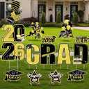 15 PCS Graduation Yard Signs Class of 2026 Decorations, 2026 Graduation Decorations - Large 4FT Tall Congrats Grad Lawn Sign Set with H-Stake & Fiberglass Rods, Waterproof Outdoor & Indoor Graduation Party Decor, Black and Gold, 48 inches