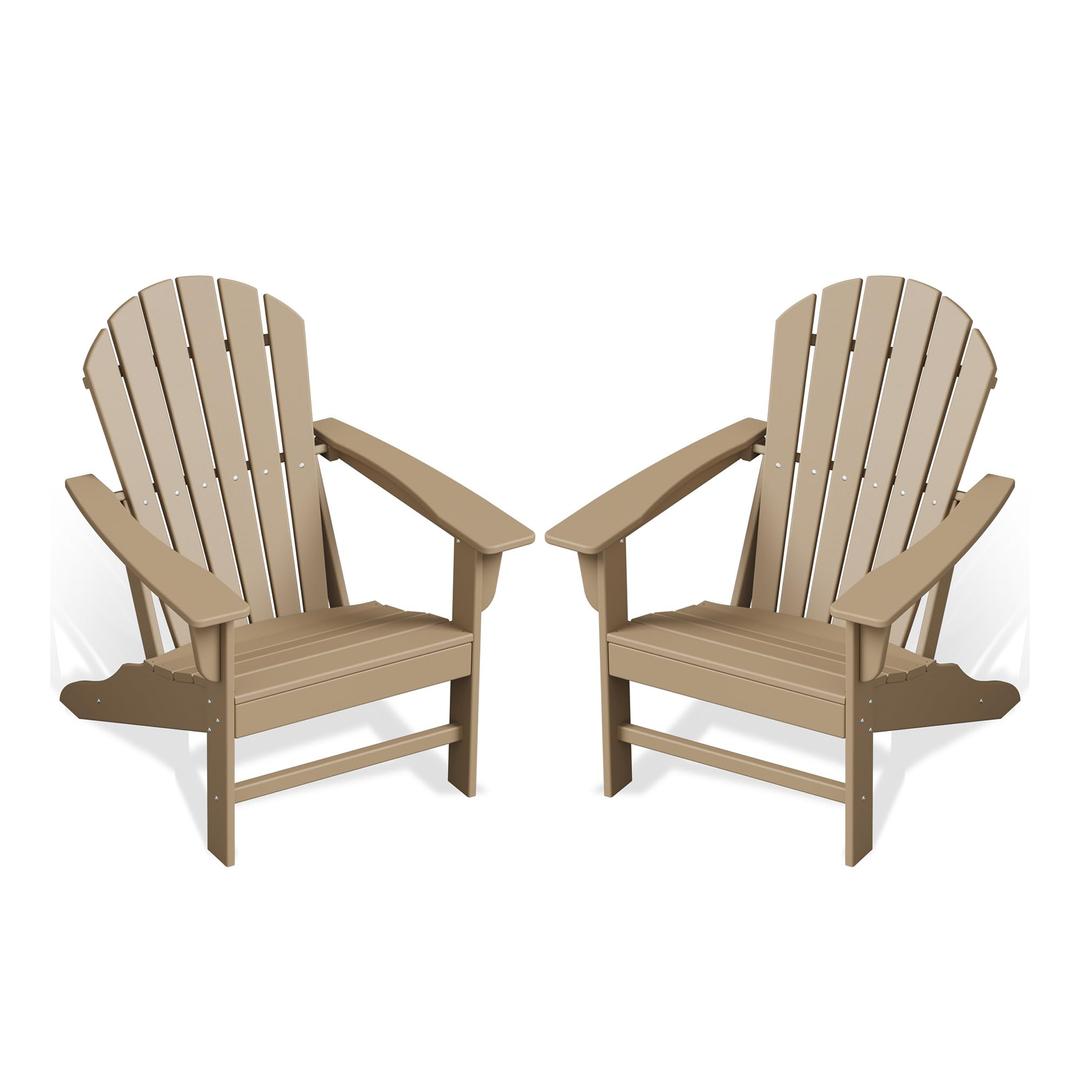 Adiromoti Poly Lumber Adirondack Chair, HDPE All-Weather Resistant Outdoor Patio Chairs, Pre-Assembled Outdoor Fire Pit Chair for Pool, Deck, Backyard, Garden, Weather Wood