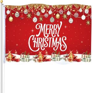 Remagr Christmas Garden Flag 3 x 5 ft Yard Flags for Outside Double Sided Christmas Banner with Grommets for Holiday Outdoor Decorations