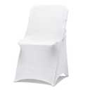 White Spandex Folding Chair Covers, Stretch Polyester Slipcovers for Wedding, Party & Dining Chairs