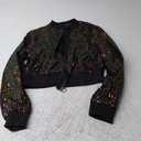 Allegra K Women Cropped Sequin Jacket 2025 Long Sleeve Front Zip Glitter Sparkly Bomber Jackets Party Disco Outfit Large