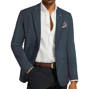 PJ PAUL JONES Men's Blazers Two Button Notch Lapel Sport Coat Casual Lightweight Blazer Jacket with Handkerchief (Black, XXL)