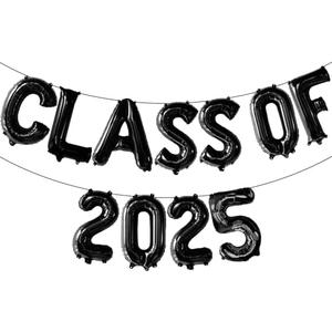 KatchOn, Black Class of 2025 Balloons - 16 Inch | Graduation Balloons for Grad Decorations Class of 2025 | Graduation Decorations 2025 | Black Grad Party Decor