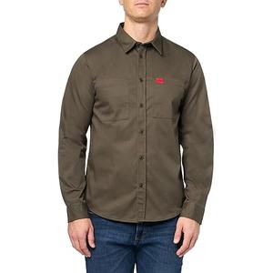 HUGO Men's Woven Logo Patch Button Down Shirt XL, Spinach Green