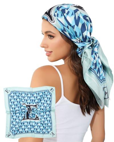 AWAYTR 35” Alphabet Head Scarf for Women Like Silk Scarf for Hair Scarves Hair Bandana For Women Headscarf Hair Wrap Scarfs Neck (E) Pack Of 3