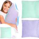 Kigley 2 Pack Vibrating Pillow Sensory Pillow for Kids Adults Pressure Activated 12 x 12 Massage with Textured Stimulation Bumps for Relieve Pain Stress Autistic Gifts for Home Travel(Violet, Teal)