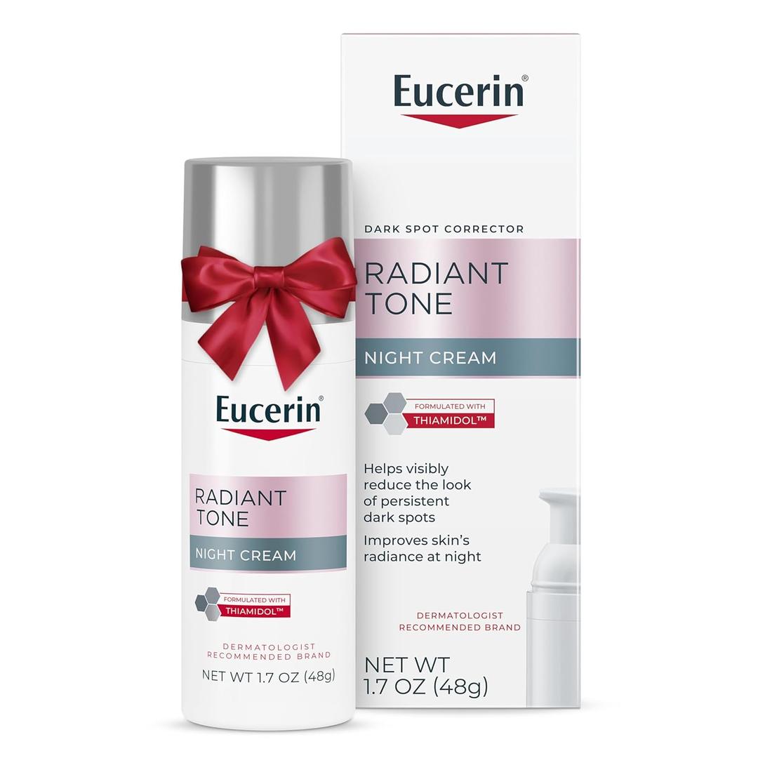 Eucerin Radiant Tone Night Cream, Dark Spot Corrector with Thiamidol, Night Moisturizer for Face Helps Visibly Reduce the Look of Persistent Dark Spots, All Skin Types, 1.7 Oz Bottle