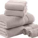 Madison Park Turkish 100% Cotton 600Gsm Luxury Premium Thick Soft Absorbent Hotel Bathroom Towel Set Shower Hand Face Washcloths, Assorted Sizes, Taupe 6 Piece