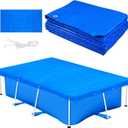 10 x 6.5ft Rectangular Pool Cover for Frame Above Ground Pool Cover 118"X79" Rectangle Frame Swimming Pool Cover for Rectangle Frame Pool Heavy Duty Pool Cover Protector for Garden Swimming Pool Cover