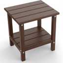 Outdoor Side Table, Double Layer Small Side Tables,All Weather Adirondack Side Table, Waterproof Outdoor End Tables for Patio, Pool, Porch (Brown)