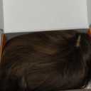 Haloo Brown Wigs with Bangs - 19 Inch Natural Wavy Synthetic Heat Resistant Medium Length Hair Wigs for Women Daily Party, Brown with Highlights