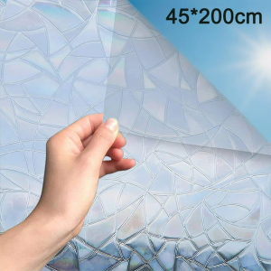 Window Film Decorative Privacy Film 3D No Glue Holographic Glass Sticker for Glass Door Home House Office Heat Control Anti UV