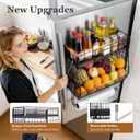 Magnetic Spice Rack for Refrigerator with Paper Towel Holder, Fruit Basket with 2 Hooks for Kitchen Storage and Organizer, FullEnclosed Magnetic Shelf 33 lbs for Laundry, Pantry, Coffee Bar and RV