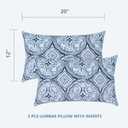 LVTLVTXIII 1220 Inch Outdoor Lumbar Pillows, Pack of 2 Water Repellent Lumbar Pillow with Inserts, Fluffy Decorative Garden Lumbar Cushions for Home Patio Coach Sofa Use, Medallion Blue