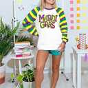 DUTUT Mardi Gras Sweatshirt for Women: Mardi Gras Shirt Sequin Sparkly Crewneck Sweater Carnival Party Pullover Top (S)