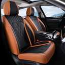 FLORICH Seat Cover Full Set Automotive Seat Cover 5 Seats Leather Waterproof Car Seat Cover Easy installation Non-slip Comfort Cushion Universal Fit for Most Car Truck SUV Seat Protection, Brown&Black