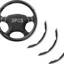 Steering Wheel Covers, 3PCs Carbon Fiber Anti-Skid Clip on Car Steering Wheel Cover Protector Universal for Most Car Wheel, Black