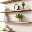 PHPH 48 Inch Wood Floating Shelves for Wall, Wooden Wall Shelves for Bedroom, Set of 4 Light Brown