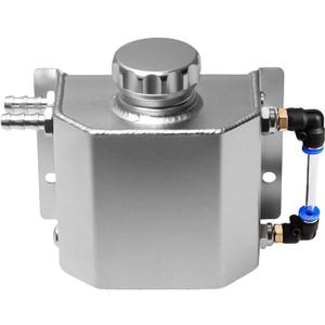 1L Universal Coolant Radiator Tank,Overflow Tank,Aluminum Radiator Coolant Overflow Bottle Recovery silver With Cap