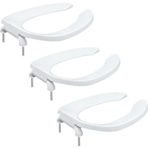 Heavy Duty Commercial Open Front Toilet Seat, Elongated 18.5-Inch, 3PACK