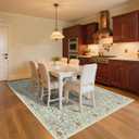 Vintage Beige Blue Living Room Rug, 9x12 Washable Area Rugs for Dining Room Under Table, Soft Low Pile Large Carpet Bedroom, Non-Slip Boho Floral (9 x 12 Beige Blue)