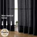 OWENIE Colin 2 Panels Black Curtains 63 Inch Length for Bedroom Living Room, Semi Sheer Light Filtering Linen Textured Window Treatments, Modern Rod Pocket Dining Room, 2 Panels, 42x63 Inch