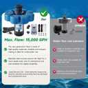 RELIY Pond Fountain Aerator, 15000 GPH 110V 1HP Fountain Pump, Fully Automatic Powerful Lake Floating Fountain, 100 FT Power Cord, 2x100 FT Traction Rope, Pond Fountains For Large Ponds