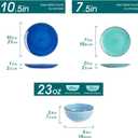 Vancasso Bonita Plates and Bowls Sets 18 Pieces Blue Stoneware Service for 6, Modern Round Dinnerware Sets, Hand-Painted Spiral Dishes Set-Microwave and Dishwasher Safe (Blue,18 Pcs)