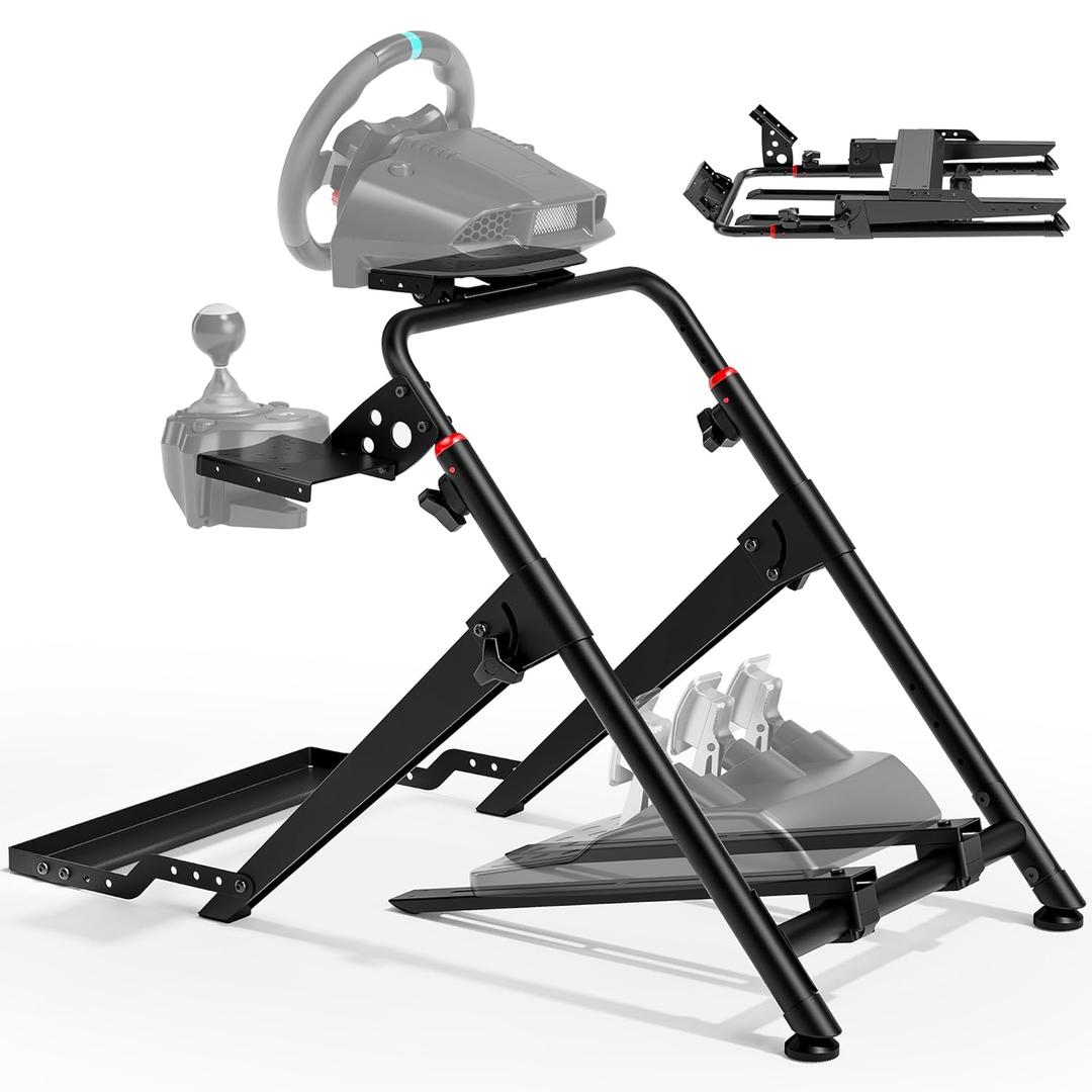 ARES WING Foldable Sim Racing Wheel Stand with Chair Fixing Slot, Formula and GT Racing Simulator Cockpit Compatible with Fanatec, Thrustmaster, Logitech, Moza, Racing Games on PS5, PS4, Xbox and PC