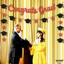 Graduation Decorations 2026 | Glitter Congrats Grad Banner Red and Black - 10 Feet | Black and Red Graduation Banner | Grad Cap Garland for Grad Decorations Class of 2026, KatchOn