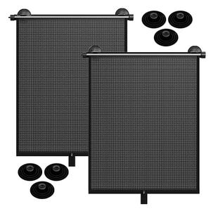 Car Window Shade for Side Windows, 2 Pack Retractable Sun Shade for Car with Strong Suction Cups, Roller Sunshade Blocks Heat UV Rays and Glare for Baby Kids Pets Passengers (M: 17.1"x19.6")