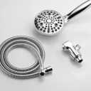 High Pressure 10 Setting Handheld Shower Head, 5" Detachable Showerhead Spray Built-in Power Wash to Clean Tub, Tile & Pets, 79" Extra Long Stainless Steel Hose, Adjustable Bracket - Chrome