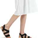 mysoft Women's Wedge Sandals Casual Low Heel Comfortable Walking Espadrilles Elastic Strap Slip on Shoes (Black, L)
