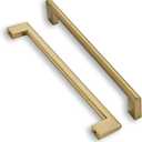 khtumeware 8 Inch Hole Center 6 Pack,Brushed Brass Cabinet Pulls Heavy Duty Solid Brushed Gold Kitchen Drawer Handle Antique Cabinet Hardware for Bathroom, Drawer, Cabinet