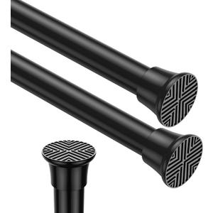 2pack Tension Rods 18-36 Inch Adjustable Black Tension Rod Spring Curtain Rod Extendable Short Curtain Rod Spring Loaded Curtain Rods Tension Rod for Curtains,Closet,Kitchen