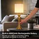Cordless Table Lamp Rechargeable, Battery Fabric Bedside Touch Light, Brass