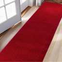 Washable Custom Size Runner Rug Solid Color Red, (12 Feet Length x 26 Inch Width) Custom Cut Slip Resistant Rubber Backing Runner Rugs, Extra Long Runner Rugs for Hallways