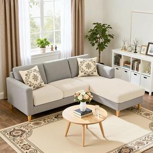 Hokway Chaise Cover Set Individual Couch Cushion Slipcovers Reversible Cushion Protector for L-Shape Sofa